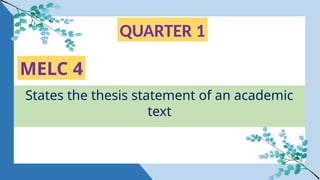 Thesis Statement and Outlining.pptx for eapp | PPTX