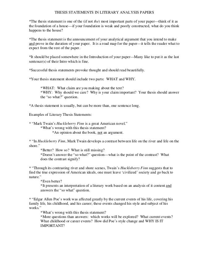thesis statement construction a thesis statement should include