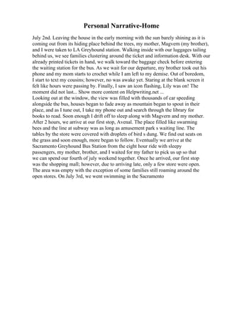 Thesis Statement In A Narrative Essay | PDF