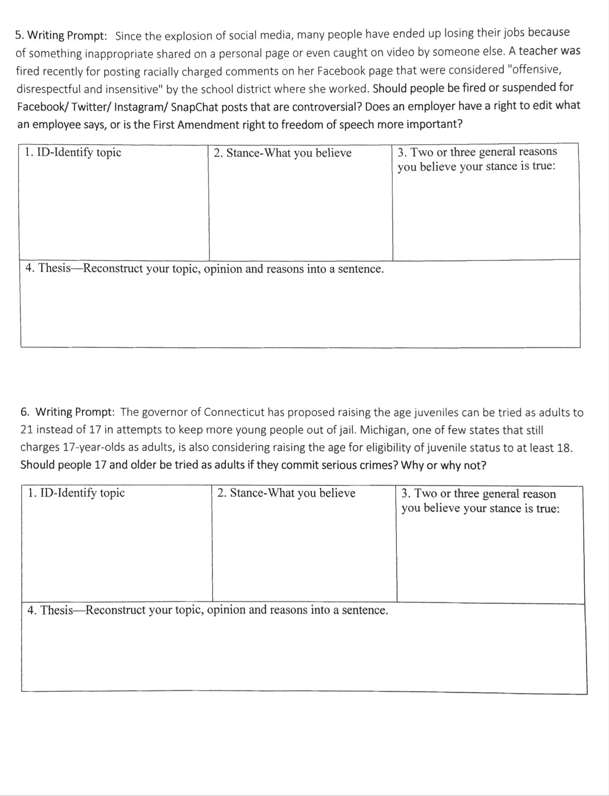Thesis statement practice pdf