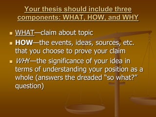 It establishes a direction for the entire paper, especially if it consists of sub-parts.