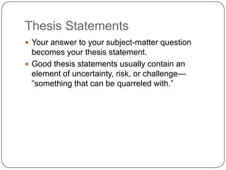 Thesis Statements | PPT