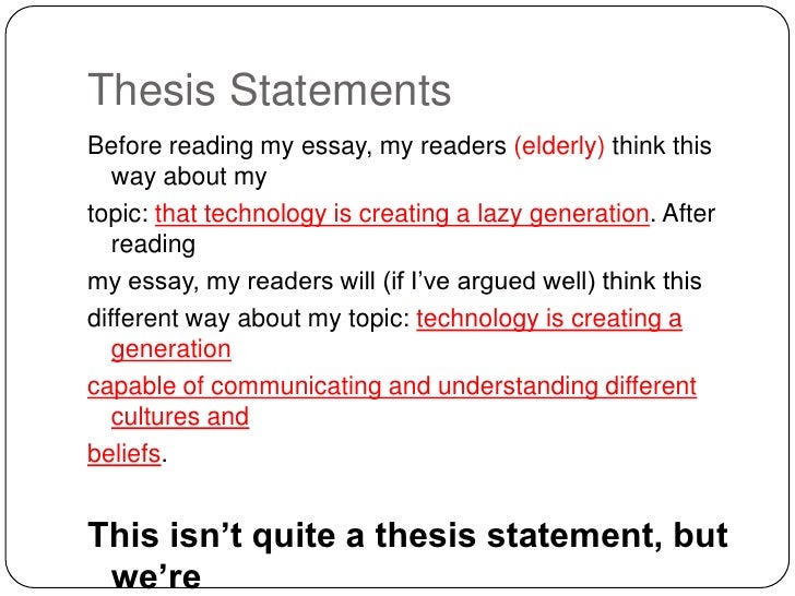 thesis statement example on technology