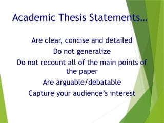 Concise Statement Examples thesis statements.pptx for effective writing | PPTX