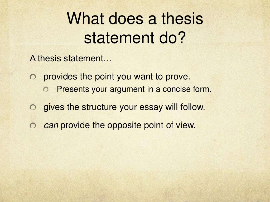 Thesis Statements Expanded Version