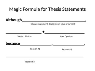 Thesis Statements PPT ADA for writing classes | PPTX
