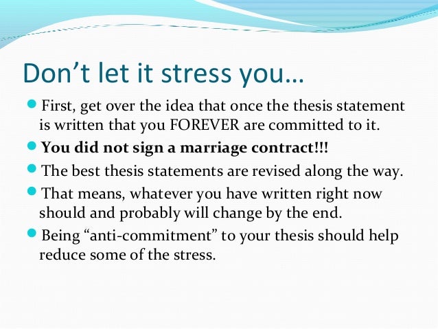 what is a thesis statement about stress