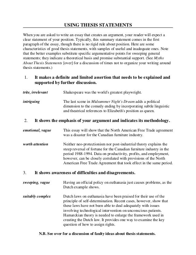 thesis statement a position paper