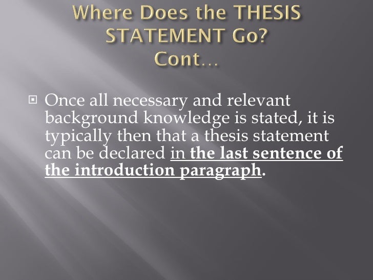 What paragraph does the thesis statement go in