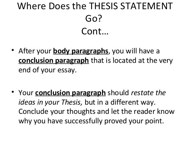 what is a thesis statement and where does it go