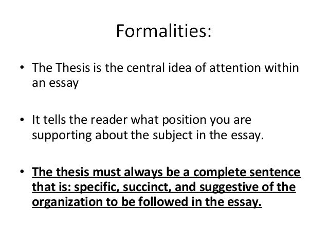 thesis vs central idea