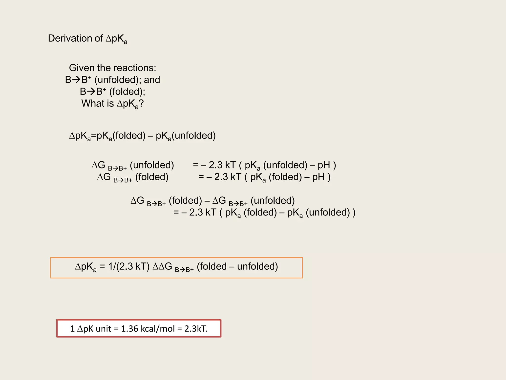 Given the chemical reaction: Define:  Ka = acid dissociation constantDefine:  Then: from the Law of Mass Action: Then:Similarlyfor bases: and: