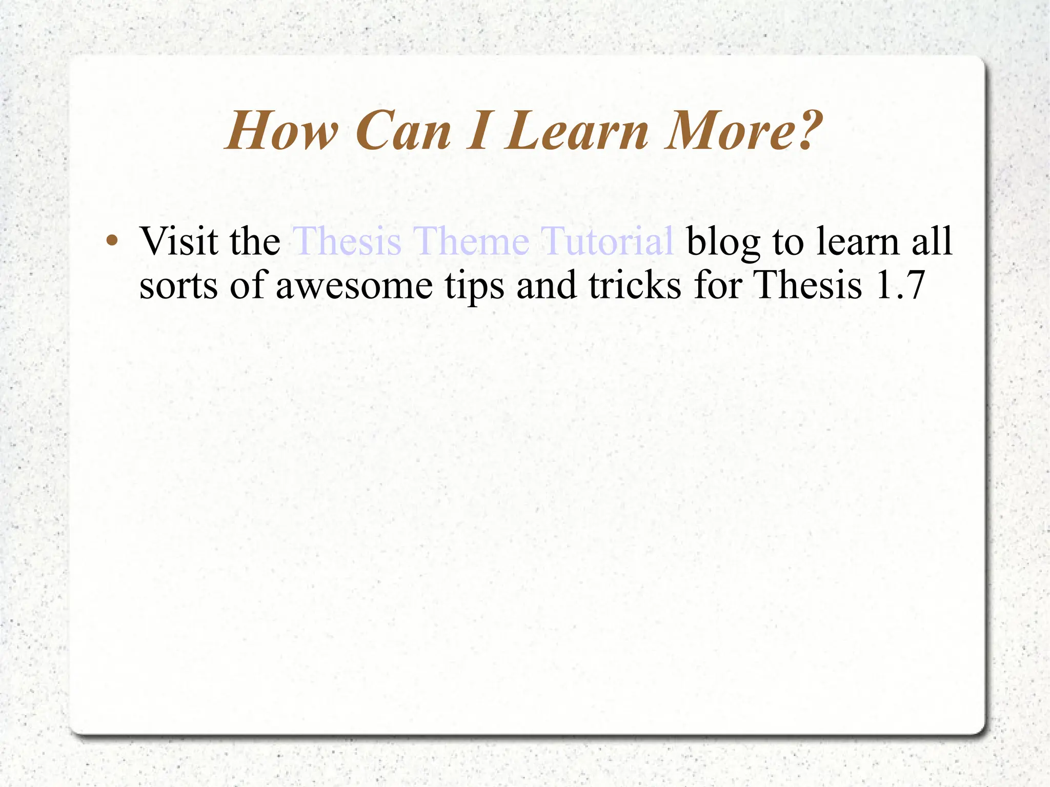 Great for Thesis Skin developers! Share font and design settings 