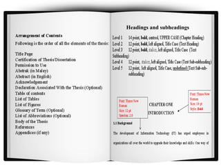 Headings and subheadings
 