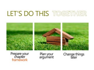 LET’S DO THIS
Prepare your
chapter
framework
Plan your
argument
Change things
later
 