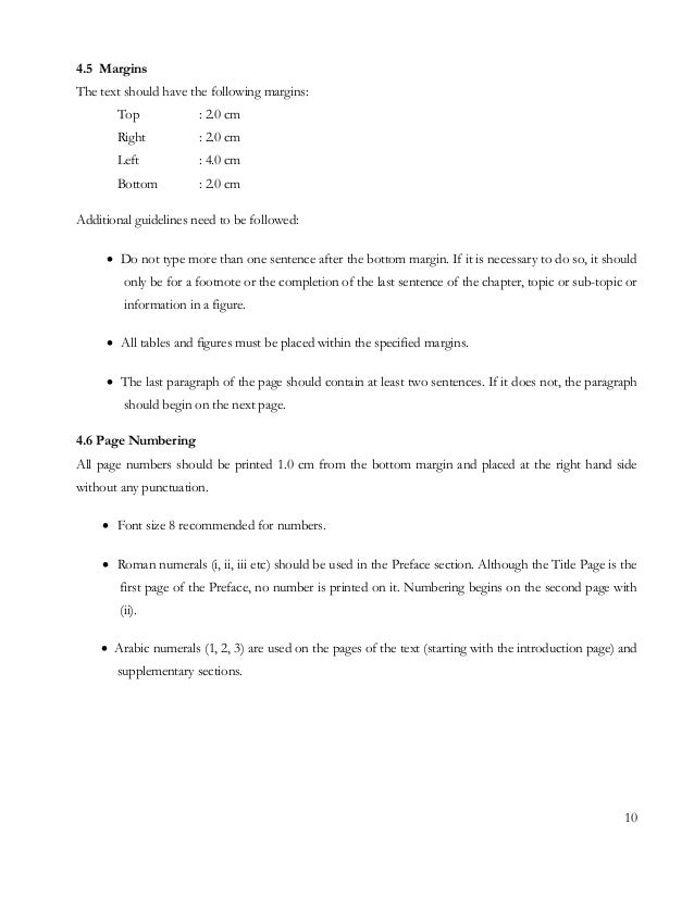 Thesis margins cm