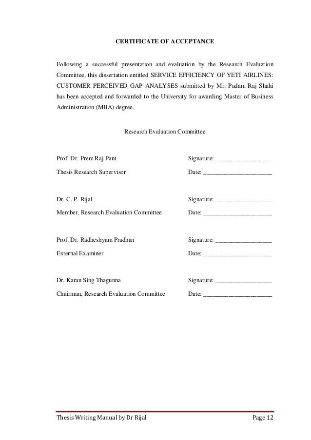 Dissertation certificate format
