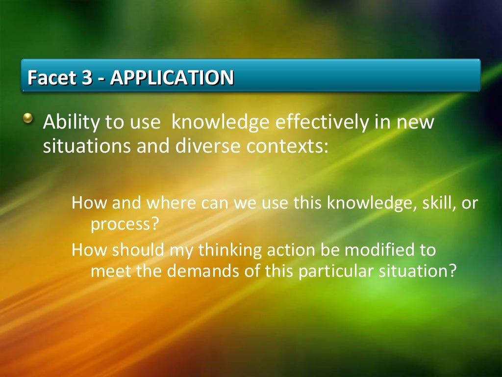 The six facets of understanding