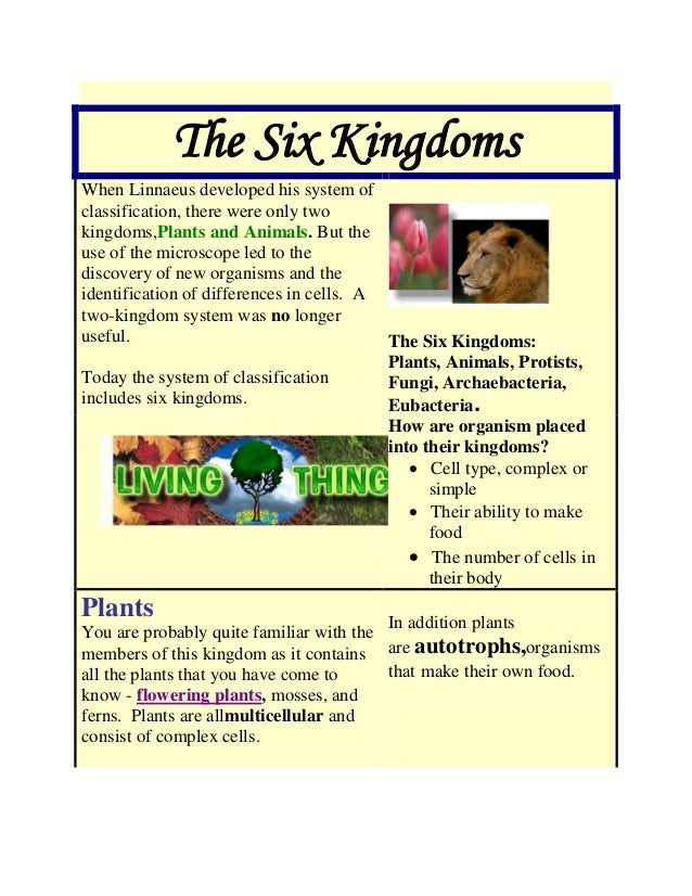 The Six Kingdoms When Linnaeus Developed His System Of Cl Ification There Were Only Two Kingdoms The Six Kingdoms When Linnaeus Developed His System Of Cl Ification There Were Only Two Kingdoms