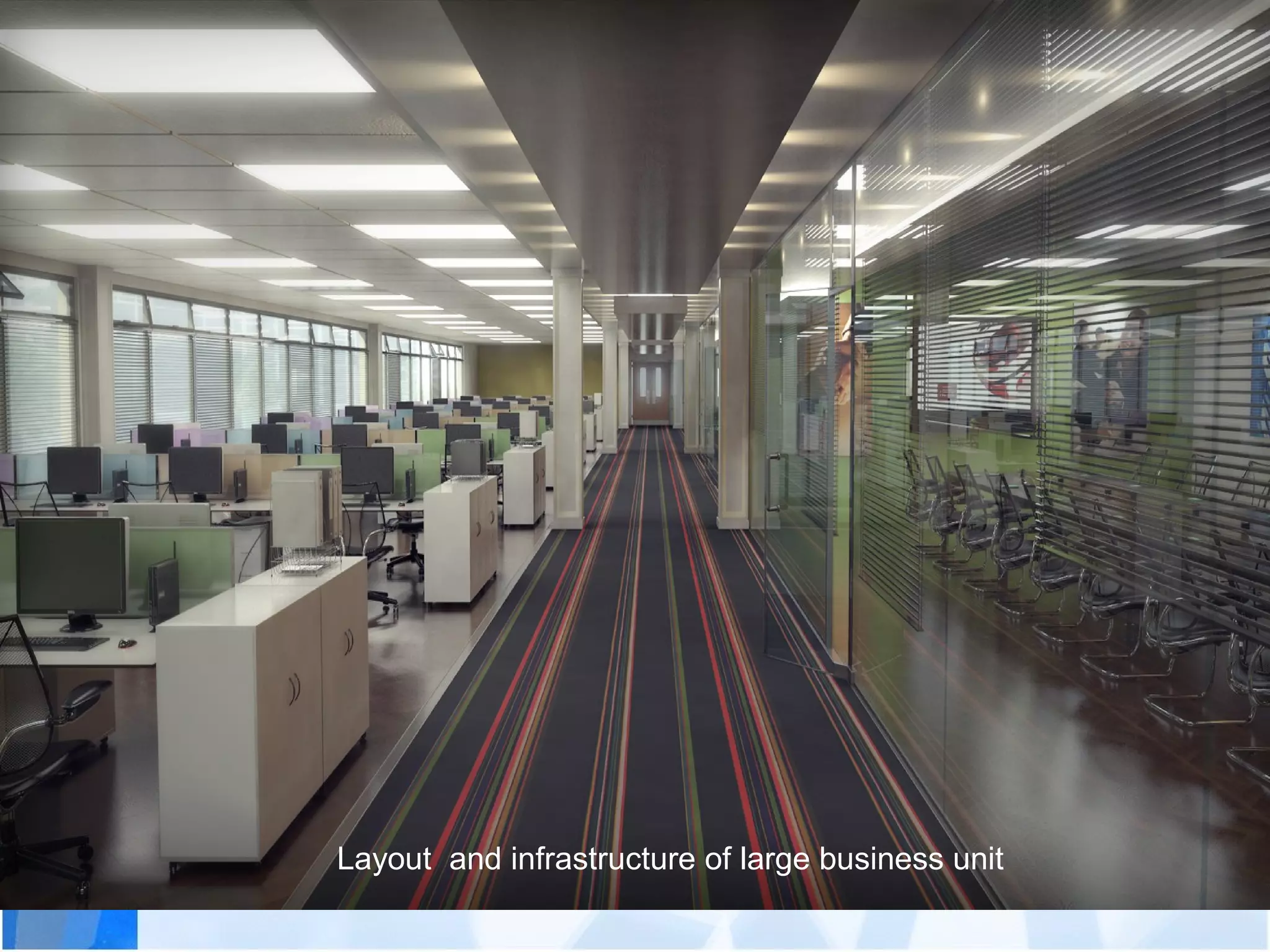 Layout and infrastructure of large business unit
 