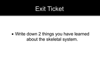  Write down 2 things you have learned
about the skeletal system.
 