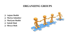 ORGANIZING GROUPS
❏ Anjum Shaikh
❏ Mariya Salumber
❏ Mariyam Shaikh
❏ Sakshi Shah
❏ Shreya Shah
 