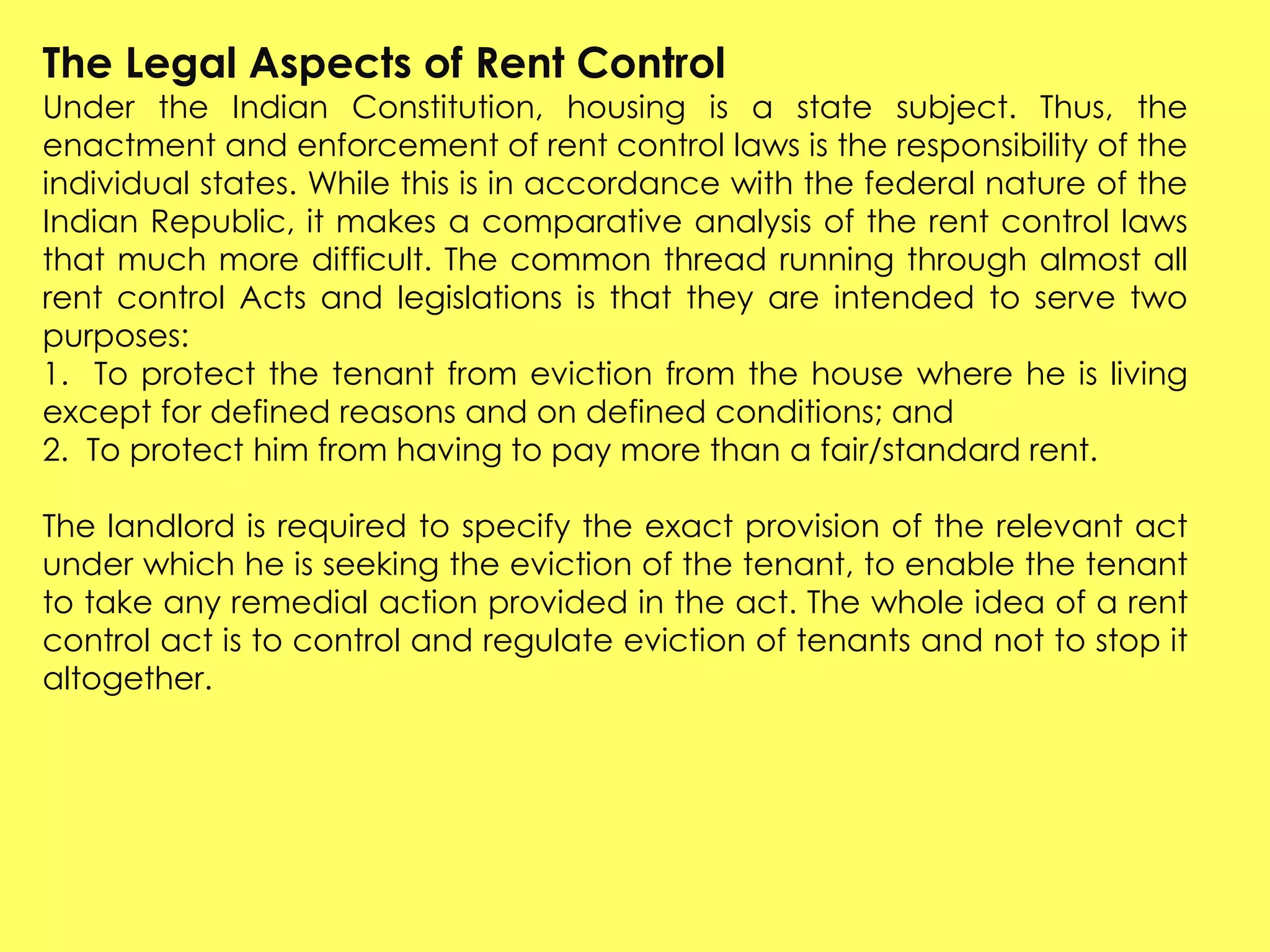 The slum areas (improvement and clearance) ACT1956+Rent control | PPTX