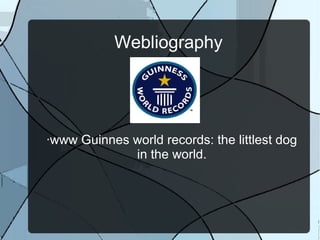 Webliography
·www Guinnes world records: the littlest dog
in the world.
 