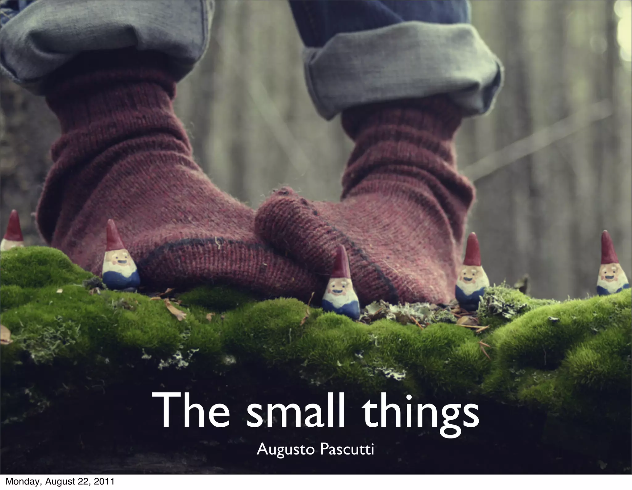 The small things
                               Augusto Pascutti
Monday, August 22, 2011
 