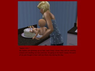 *Bella's POV *
My babies are growing up so fast, next thing I know they will be starting
school and needing me less and less. Its going to be hard I know, the perk
of my job though is that I will see them also during the day.
 