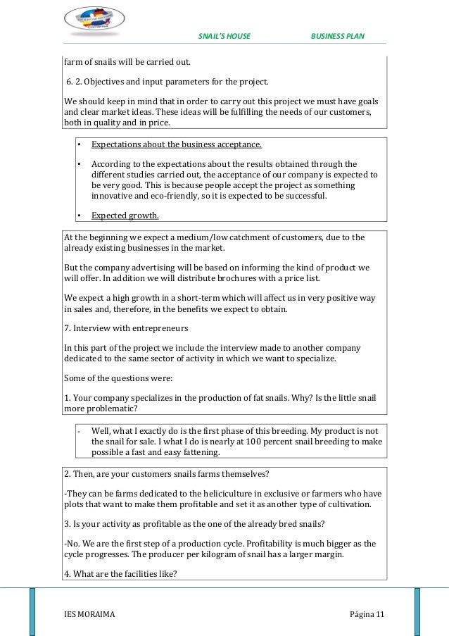 Snail farming business plan template image