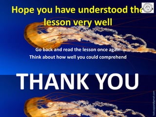 Hope you have understood the
lesson very well

THANK YOU

babuappat@gmail.com

Go back and read the lesson once again
Think about how well you could comprehend

 