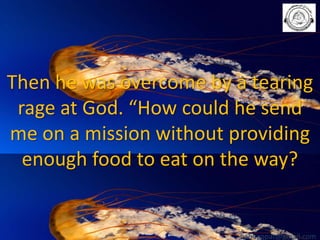 Then he was overcome by a tearing
rage at God. “How could he send
me on a mission without providing
enough food to eat on the way?

babuappat@gmail.com

 