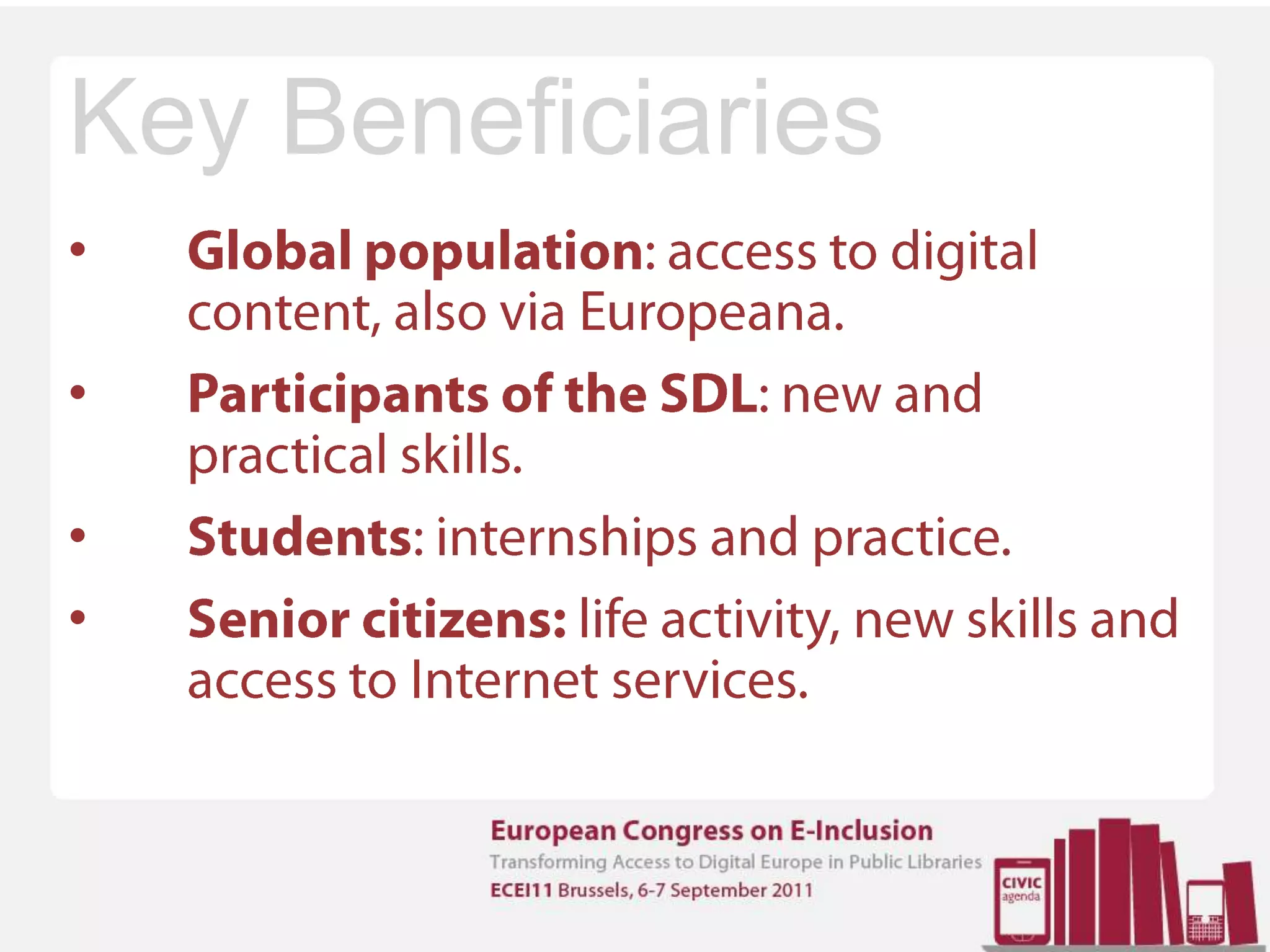 Supportand free training opportunitiesfor participants (50 institutions) of the SDL.