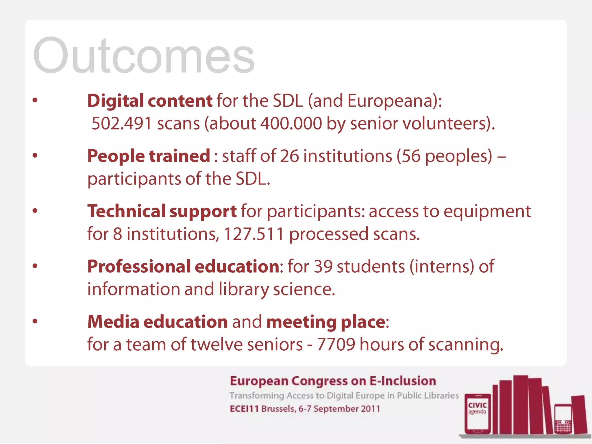 Technical services (processing of scans) and access to equipmentfor participants of the SDL.