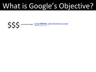 What is Google’s Objective? $$$ 