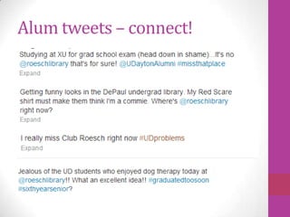 Alum tweets – connect!
 
