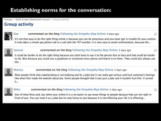 Establishing norms for the conversation:
 