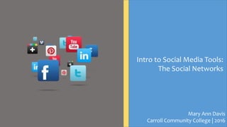 Intro to Social Media Tools:
The Social Networks
Mary Ann Davis
Carroll Community College | 2016
 