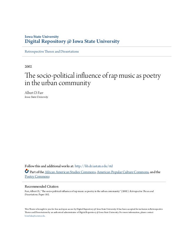 The Socio Political Influence Of Rap Music As Poetry In The Urban