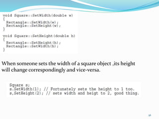 When someone sets the width of a square object ,its height
will change correspondingly and vice-versa.
56
 