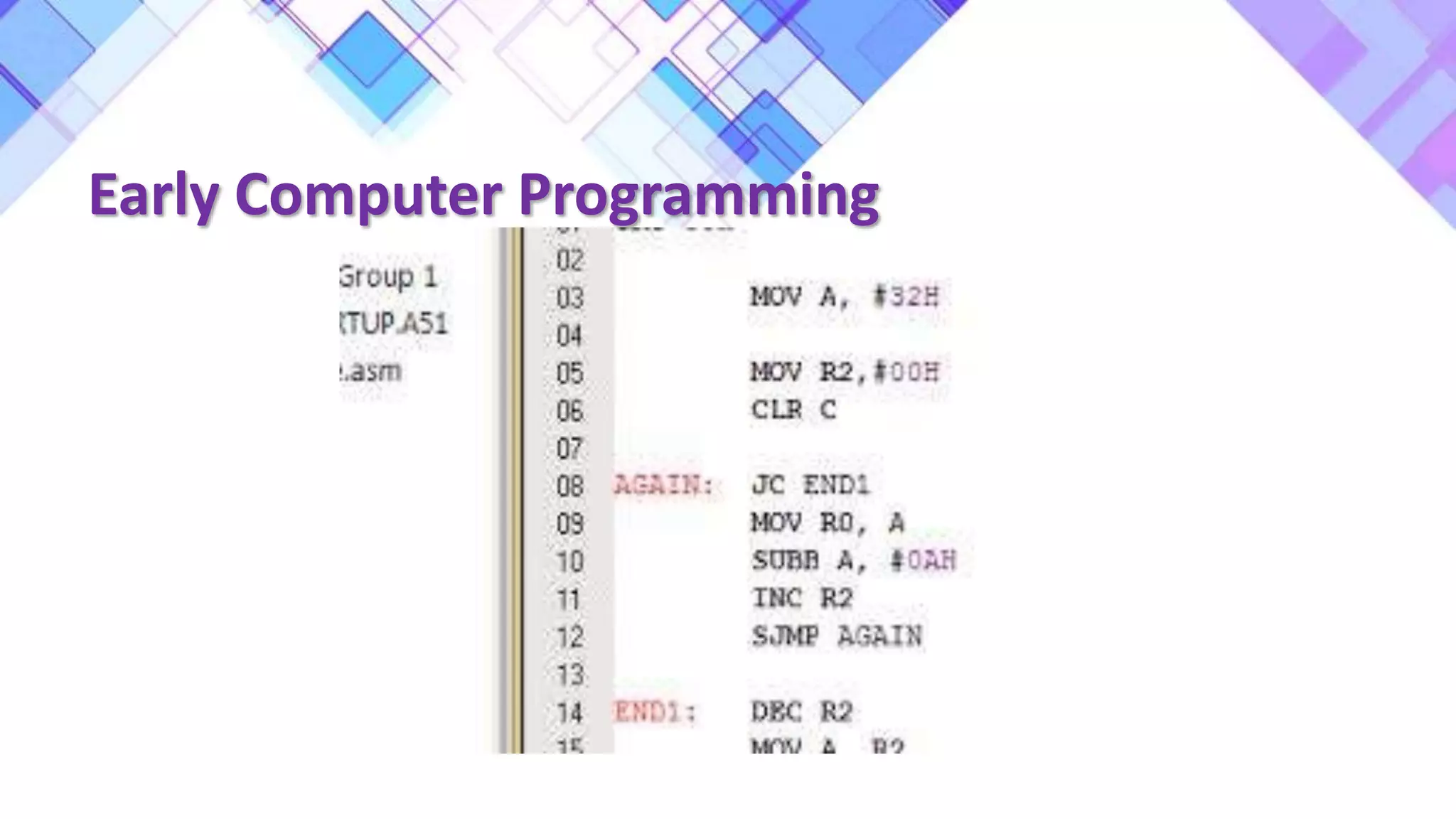 Early Computer Programming
 