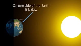 On one side of the Earth
it is day.
 