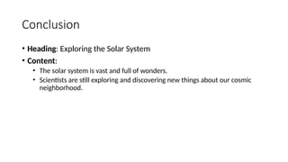 Exploring the Solar System and Its Fascinating Planets | PPTX