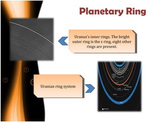 Planetary Ring Uranus's inner rings. The bright outer ring is the ε ring, eight other rings are present . Uranian ring system 