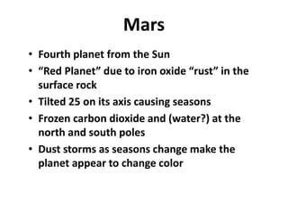 The Solar System Chapter 8