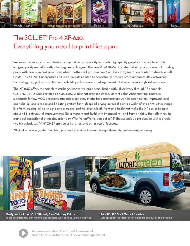 SOLJET Eco Solvent XF-640 Roland Printer Cutter | PDF