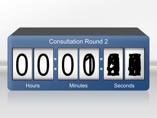 09000 1 87654321500 04 98765432103 9876543210987654321021 987654321098765432100Hours Minutes Seconds
Consultation Round 2
 