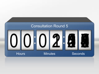 09000 2 87654321510 04 98765432103 9876543210987654321021 987654321098765432100Hours Minutes Seconds
Consultation Round 5
 