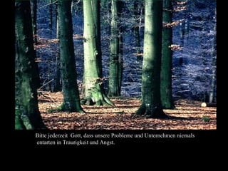 Bitte jederzeit Gott, dass unsere Probleme und Unternehmen niemals
entarten in Traurigkeit und Angst.
 